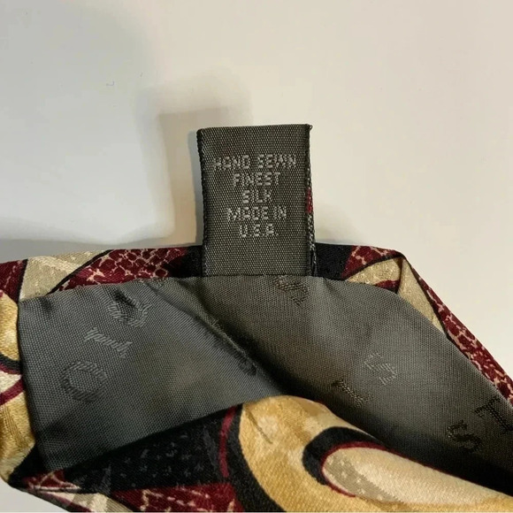 2/$30 ROBERT TALBOTT Burgundy Paisley Silk Tie & Pocket Square - Picture 9 of 16